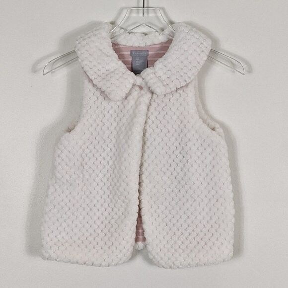 Tahari Cream Faux Fur Toddler Girl Vest Size 5 - Picture 2 of 8